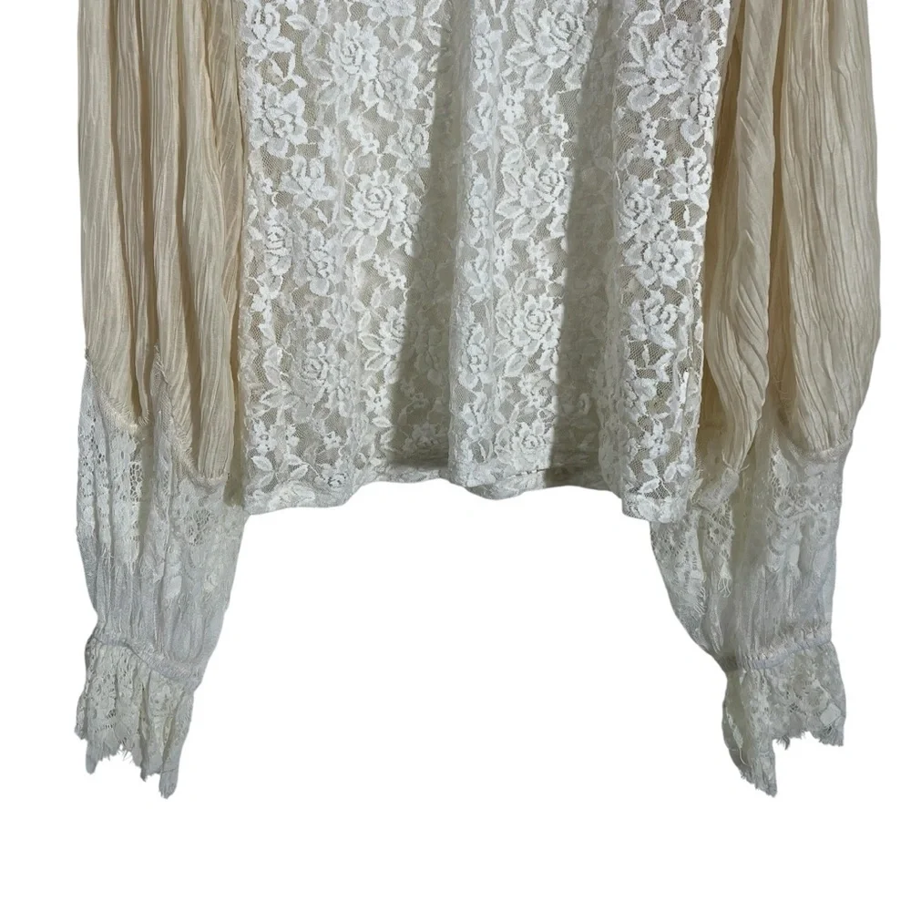 BY ANTHROPOLOGIE Wide-Sleeve Sheer Lace Top